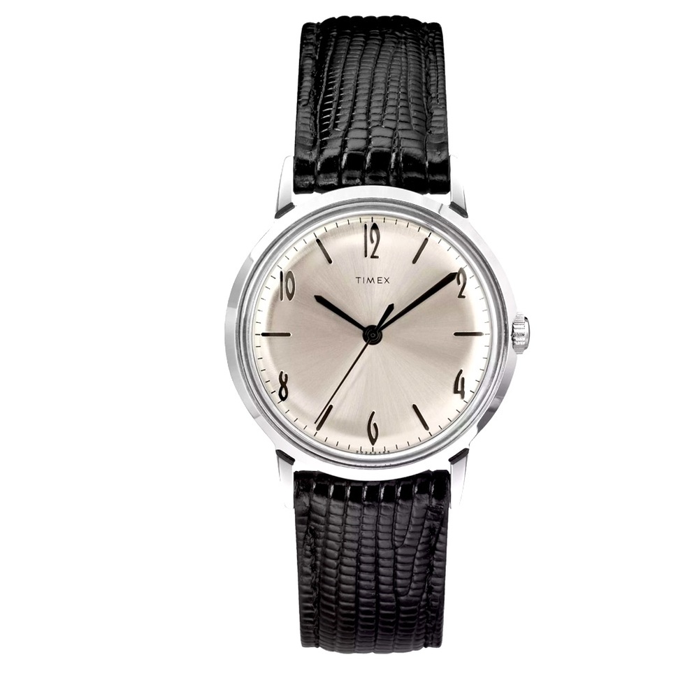 Timex Mechanical Marlin® Hand-Wound 34Mm Black Leather Strap Watch Unisex